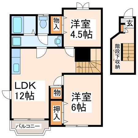 福富 徒歩7分 2階の物件間取画像